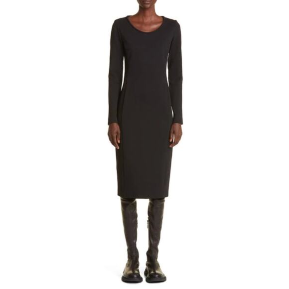 Max Mara Black Onore Long Sleeve Jersey Midi Dress Size 12 - Picture 10 of 10